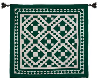Wall hanging hand quilted quilt, Sofa Throw, Table topper, Baby Quilt Evergreen Diamond Patchwork cotton quilt by HOME HEART Brands