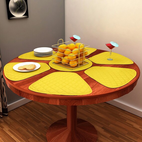 Wedge quilted placemat ,Trivet, pot holder, table mat yellow duck cotton reversible by HOME HEART Brands( Made in India)