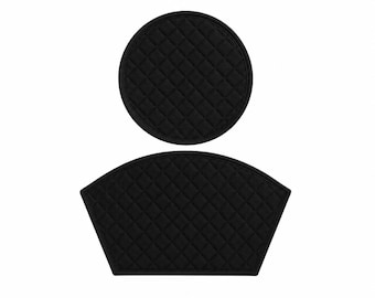 Aangepaste zwarte katoenen placemat met eendenwig, 4 wigmatten en 1 rond middelpunt, met diamanten doorgestikt, dun lichtgewicht, op bestelling gemaakt