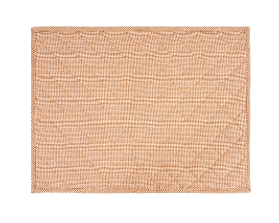 Quilted PLACEMAT Ginger bread light brown Plaid 14"X19" by HOME HEART Brands/Table mat(5927)