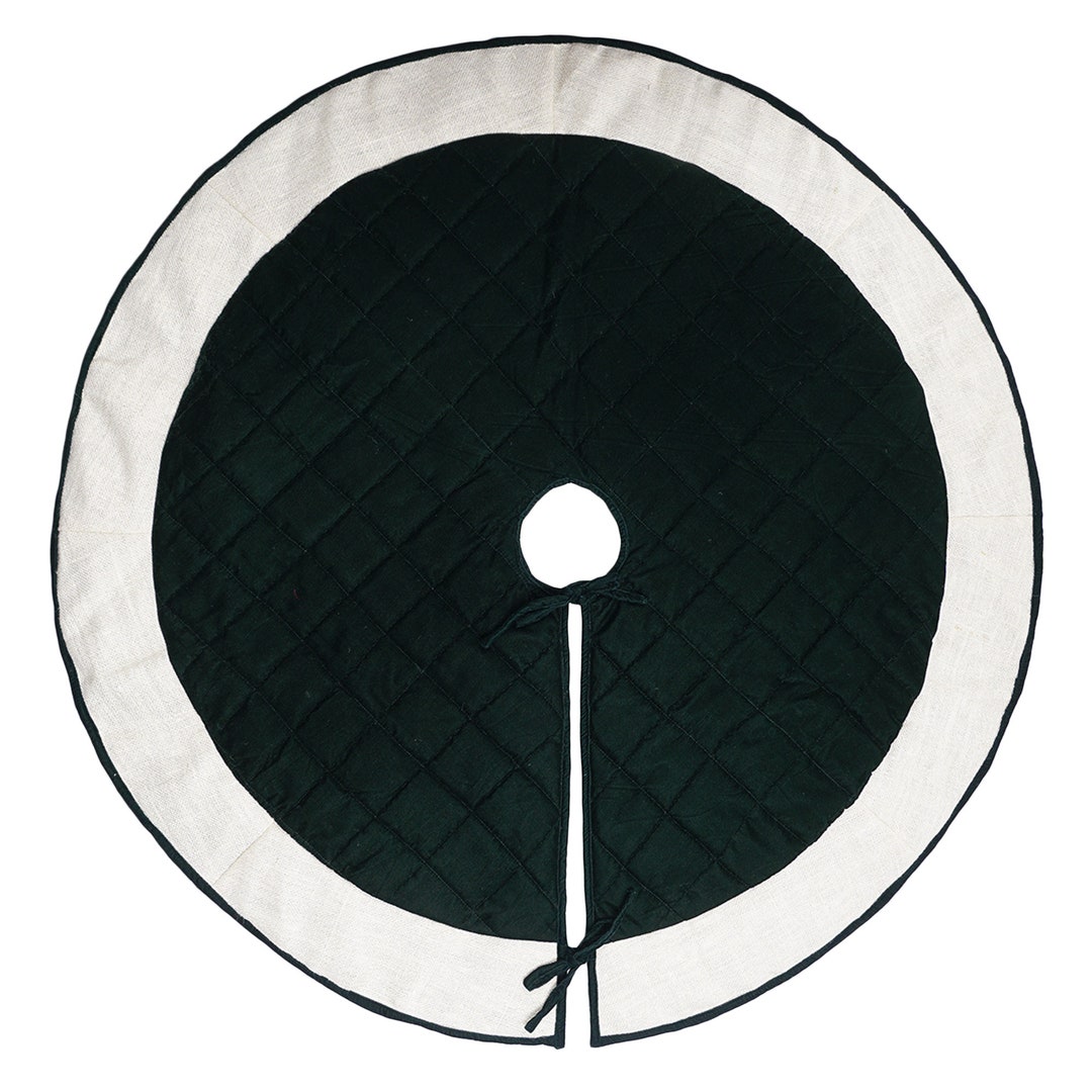 Christmas Tree Skirt Quilted Classic Green Micro Velvet and Etsy