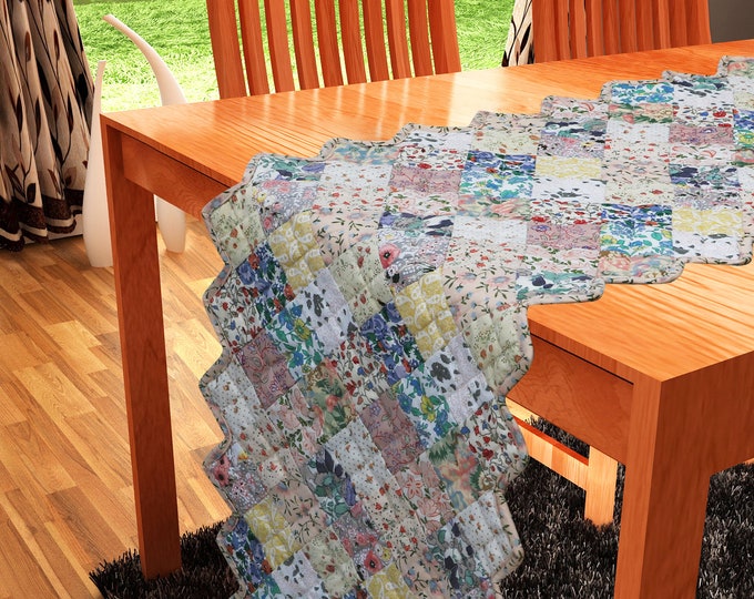 Featured listing image: Quilted patchwork Table Runner & Toppers Calico Country Floral by HOME HEART Brands(made in INDIA)