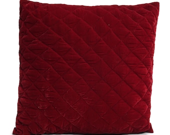 Cushion cover quilted Burgundy Red premium micro velvet Throw Pillow, Zipper Closure, Accent Pillow  Decorative pillow by HOME HEART Brands