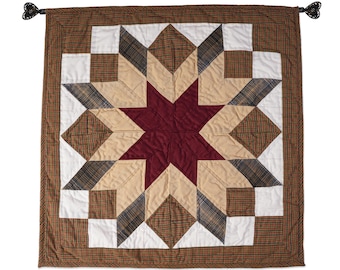 Handgemaakte, handgequilte sprei, tafelkleed, patchwork gebroken sterrenquilt van Home Heart brands (gemaakt in India)