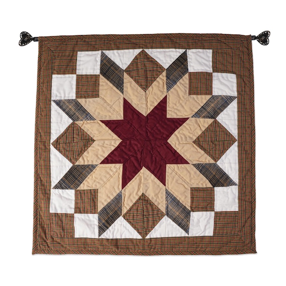 Hand made Hand quilted Throw Quilt, Table Topper 20"x20" Broken star quilt by Home Heart brands (Made in India)
