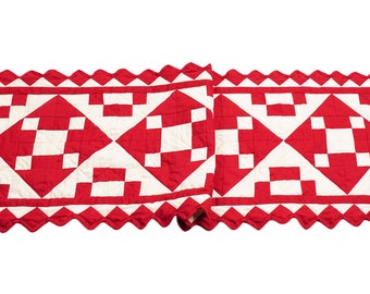 Quilted Table Runners & Toppers patchwork red diamond square calico by HOME HEART Brands( made in INDIA)