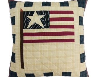 Met de hand gemaakt handgewatteerd patchworkkussen, kussenhoes, calico Americana Flag Primitive kussensloop van HOME HEART Brands (gemaakt in India)