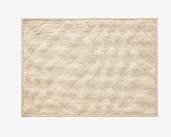 Quilted PLACEMAT ivory gingham Country Plaid 14"X19" by HOME HEART Brands/Table mat(5944)
