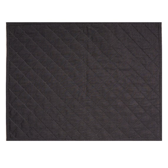 Quilted placemat table mat black 100% cotton chambray 14"X19" by HOME HEART Brands (made in INDIA)