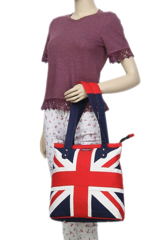 Union Jack Flag duck heavy cotton fabric Tote Bag  Shopping Bag, Union Jack Patterned Shopping Bag, by HOME HEART Brands 2 color Available