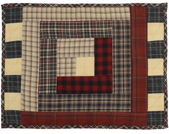 Quilted placemat Tablemat  patchwork 14"X19" Colonial Country Log Cabin by HOME HEART Brands(Made in India)