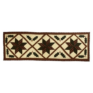 Quilted Table Runner & Toppers Christmas star galore Country embroidered patchwork 14&quot;x44&quot; by HOME HEART Brands(Made in India)