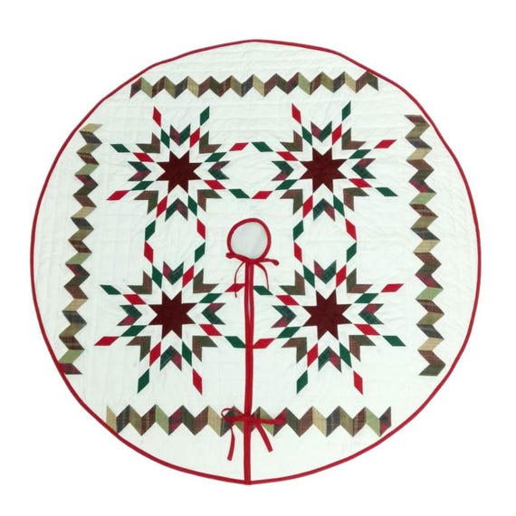 Christmas tree skirt patchwork Star Garland Quilted Christmas Tree Skirt – Calico Patchwork, Handmade by HOME HEART Brands( Made in India)