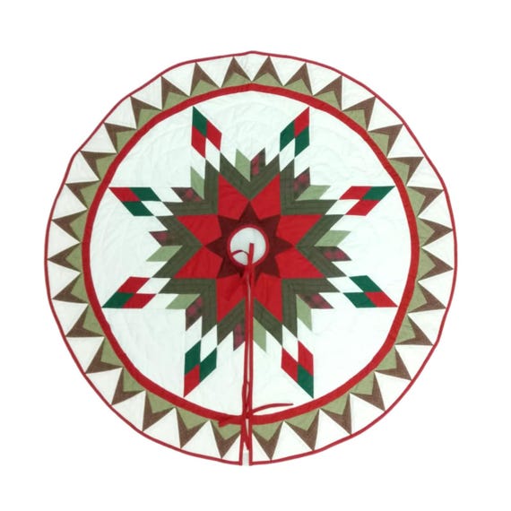 Christmas tree skirt patchwork Lone Star Quilted Christmas Tree Skirt – Calico Patchwork, Handmade by HOME HEART Brands( Made in India)