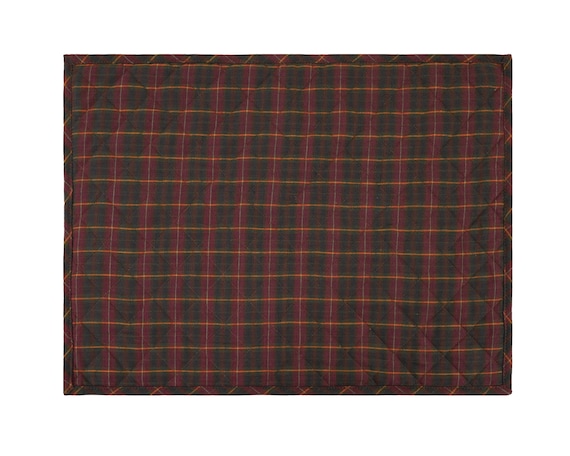 Quilted PLACEMAT Burgundy Green Country Plaid 14"X19" by HOME HEART Brands/Tablemat