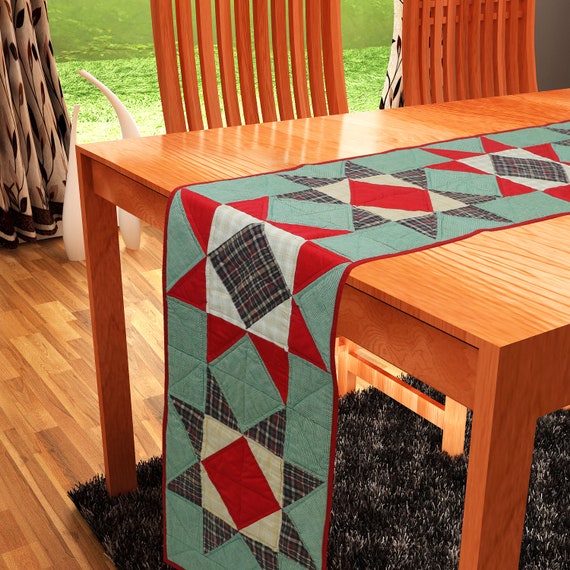 Quilted Table Runner & Toppers Rising Country Star plaid fabric  by HOME HEART Brands(Made in India)