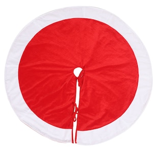 Christmas tree skirt Santa Claus dressed red white micro velvet Thick Double Layer by HOME HEART Brands ( Made in India)