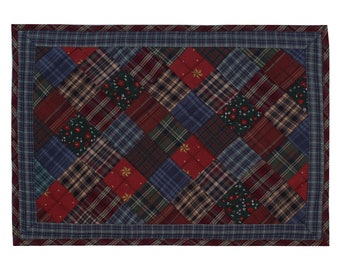 Quilted placemat & table mat patchwork winter mix country  plaid, calico print by HOME HEART Brands( made in INDIA)