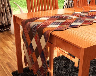 Quilted Table Runner & Toppers patchwork autumn fall mix country  plaid, calico print by HOME HEART Brands( made in INDIA)