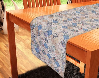 Hand Quilted patchwork Table Runner & Toppers Calico Country Floral by HOME HEART Brands(made in INDIA)