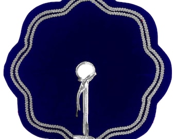 Christmas Tree Skirt Handcrafted Scallop Design royal blue Velvet, silver Trim Double Layer Heirloom by HOME HEART Brands(Made in India)