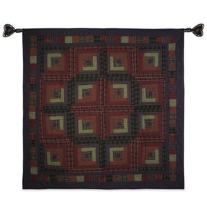 Throw Quilt, wall hanging quilt,Table Topper quilt 44"x44" Log cabin patchwork Hand Quilted 100% Cotton by Home Heart brands (Made in India)