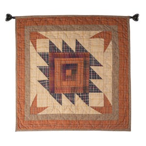 Hand made hand quilted quilt, table accent piece, Table topper 19&quot;x19&quot; inc Autumn log cabin fall quilt Heirloom Quality by HOME HEART Brands