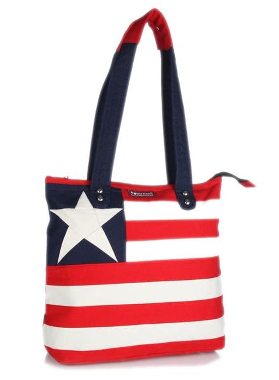 American flag Star pattern duck heavy cotton fabric Tote Bag  Shopping Bag, Patterned Shopping Bag in two style by HOME HEART Brands