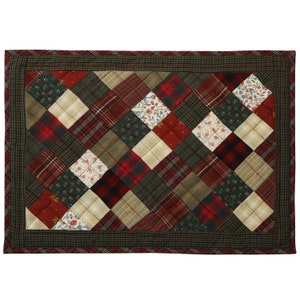 Quilted placemats / Tablemat patchwork 14&quot;X19&quot; Winter mix country by HOME HEART Brands(Made in India)