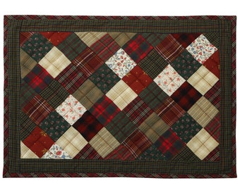 Quilted placemats / Tablemat patchwork 14"X19" Winter mix country by HOME HEART Brands(Made in India)