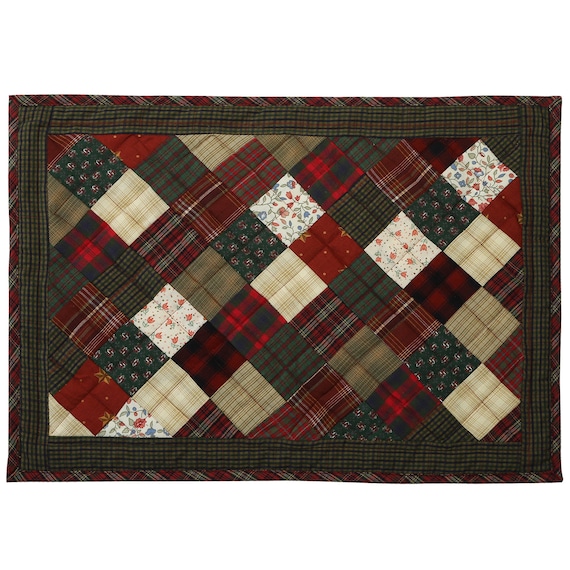Quilted placemats / Tablemat patchwork 14"X19" Winter mix country by HOME HEART Brands(Made in India)
