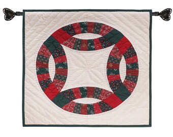 Hand Quilted table topper, square mat runner, patchwork , small quilt, Calico floral prints sew pocket by HOME HEART Brands(Made in India)