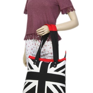 Sac fourre-tout en tissu de coton épais drapeau Union Jack, sac à provisions à motif Union Jack, par HOME HEART marques 2 couleurs disponibles Union Jack black