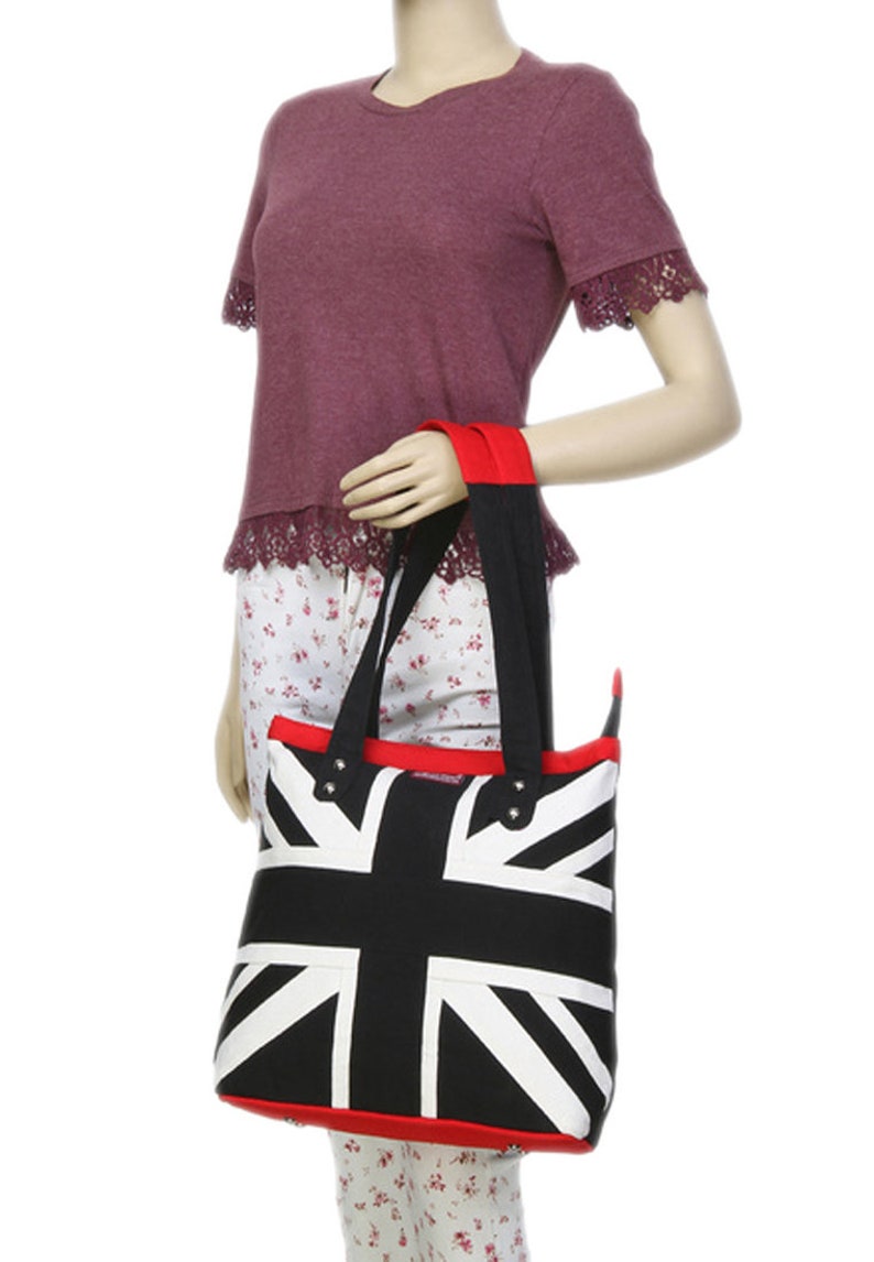 Sac fourre-tout en tissu de coton épais drapeau Union Jack, sac à provisions à motif Union Jack, par HOME HEART marques 2 couleurs disponibles Union Jack black