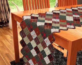 Quilted Table Runner & Toppers patchwork Mix plaid, print Country  by HOME HEART Brands (Made in India)