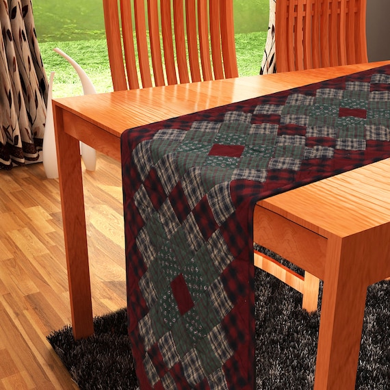 Quilted Table Runner & Toppers patchwork winter berry country  plaid, calico print by HOME HEART Brands( made in INDIA)