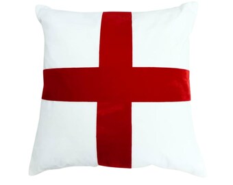 Fluwelen Engelse vlag kruis accent kussenhoes rood wit kussen drielaags stof (kussen niet inbegrepen) van HOME HEART Brands made in India