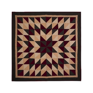 Edredón acolchado a mano, cubrecamas de 112 x 112 cm, diseño primitivo de estrellas rotas, de algodón, de Home Heart Brands (fabricado en India).