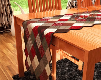 Quilted Table Runner & Toppers country plaid print mix Patchwork by HOME HEART Brands(Made in India)