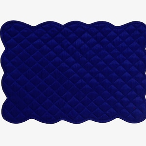 Dupioni Silk royal blue reversible Quilted Table runner, Trivet, placemat  & Table toppers quilt design by HOME HEART Brands