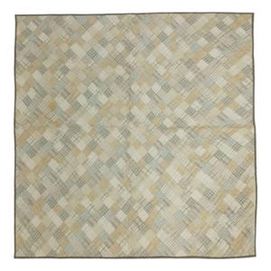 Hand Quilted Patchwork Wall Hanging, Throw, Baby quilt 46x46 Inch, Neutral Khaki & Beige Plaid Quilt, Farmhouse Country Decor by HOME HEART