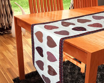 Valentine's Day quilted patchwork Table Runners & Toppers Hearts multi calico plaid and print fabric by HOME HEART Brands( Made in India)