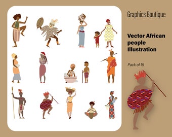 Flat Vector African People Illustration (ai, svg, png) - Architectural Graphics