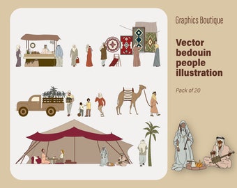 Flat Vector Bedouin People Illustration (ai, svg, png) - Architectural Graphics