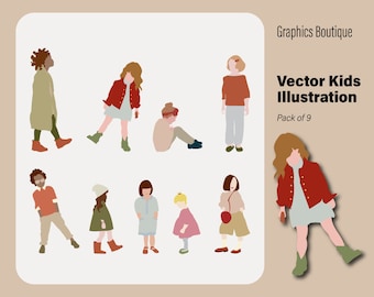 Flat Vector kids Illustration (ai, svg, png) - Architectural Graphics