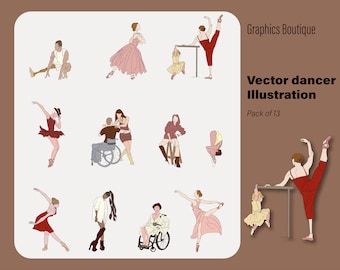 Flat Vector dancers Illustration (ai, svg, png) - Architectural Graphics