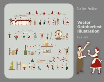 Flat Vector Octoberfest and People Illustration (ai, svg, png) - Architectural Graphics