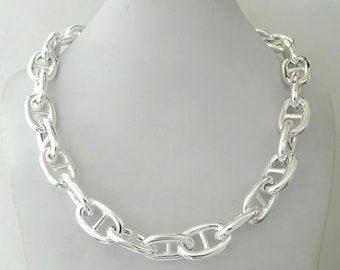 925 silver necklace with 14 mm marine mesh.