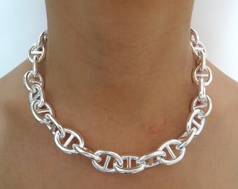 925 silver necklace, 15 mm marine mesh.