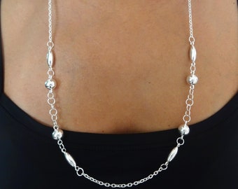 Collier En Y En Argent Massif 925 - Boules 4/6mm - Sans Nickel - Neuf Avec étiquettes